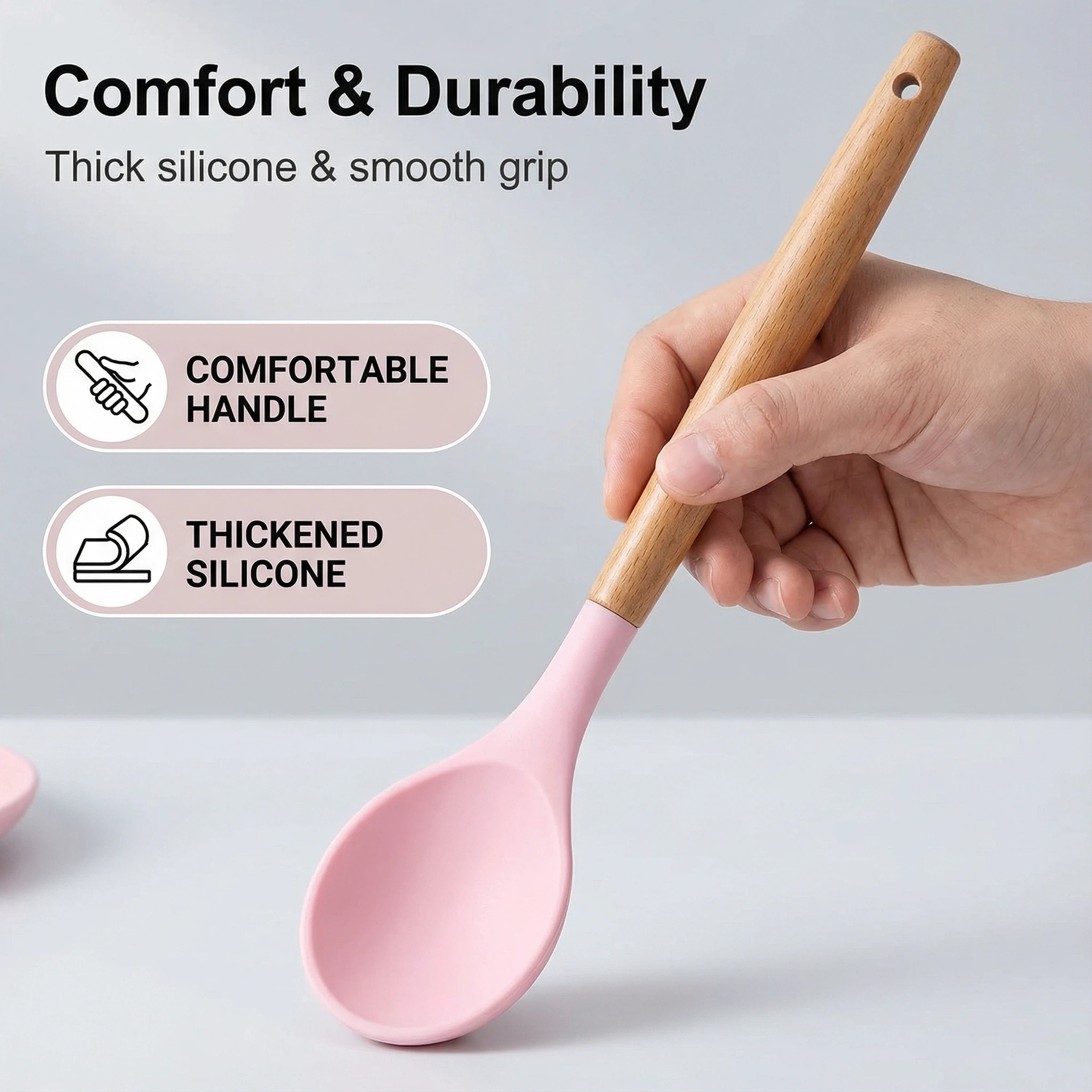 44-Piece Silicone Kitchen Utensil Set with Wooden Handles