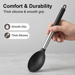 15-Piece Silicone Kitchen Utensil Set with Stainless Steel Handles